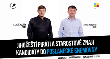Jihočeští Piráti a Starostové znají všechny své kandidáty do Poslanecké sněmovny Parlamentu ČR