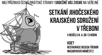 Zveme do Třeboně na setkání jihočeských Pirátů v neděli 24. dubna 2022